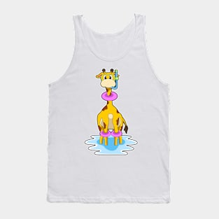 Giraffe at Swimming with Swim ring Tank Top